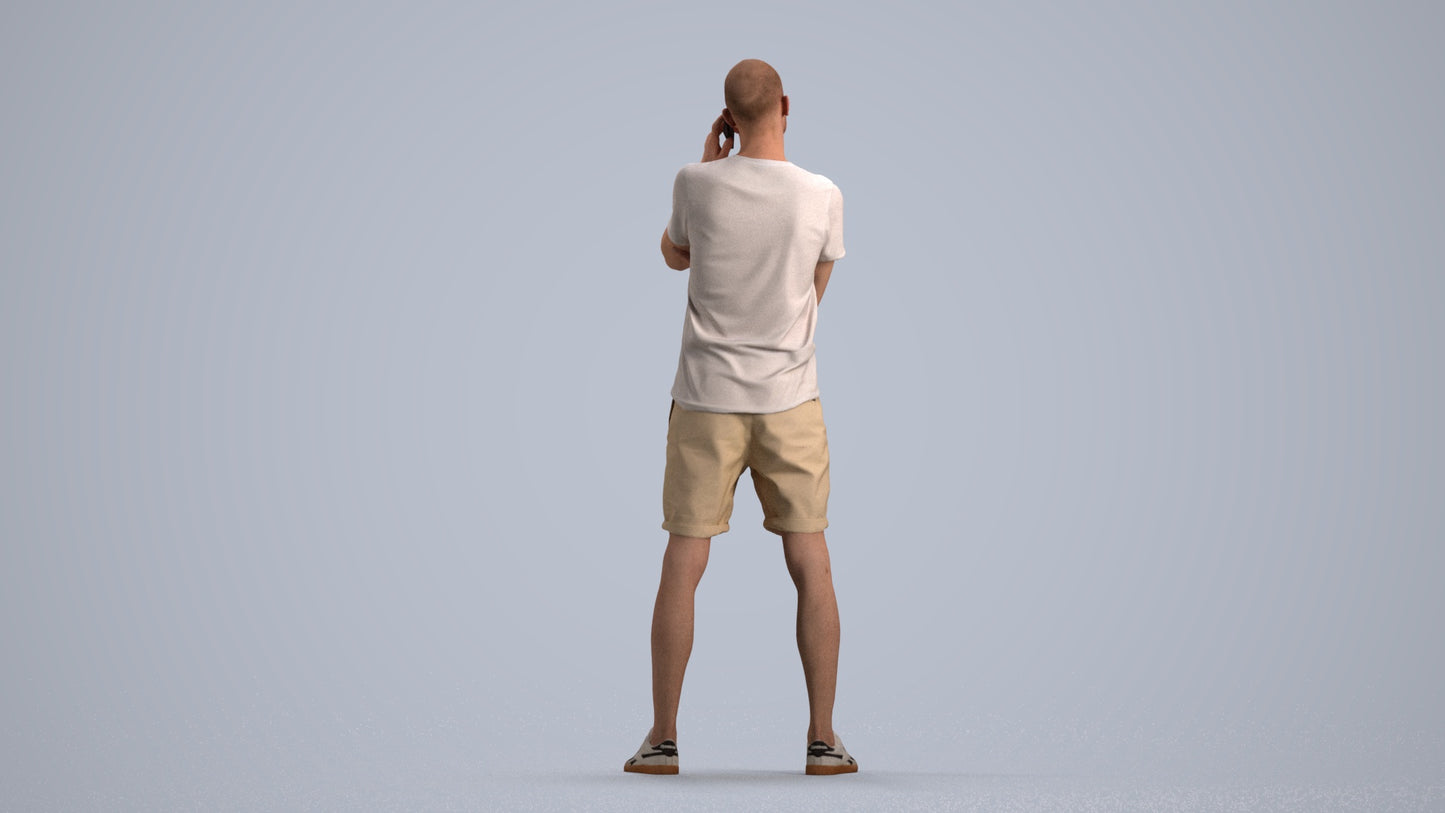 realistic 3D people man casual standing, render-ready for V-Ray and Corona, FBX OBJ, front view render