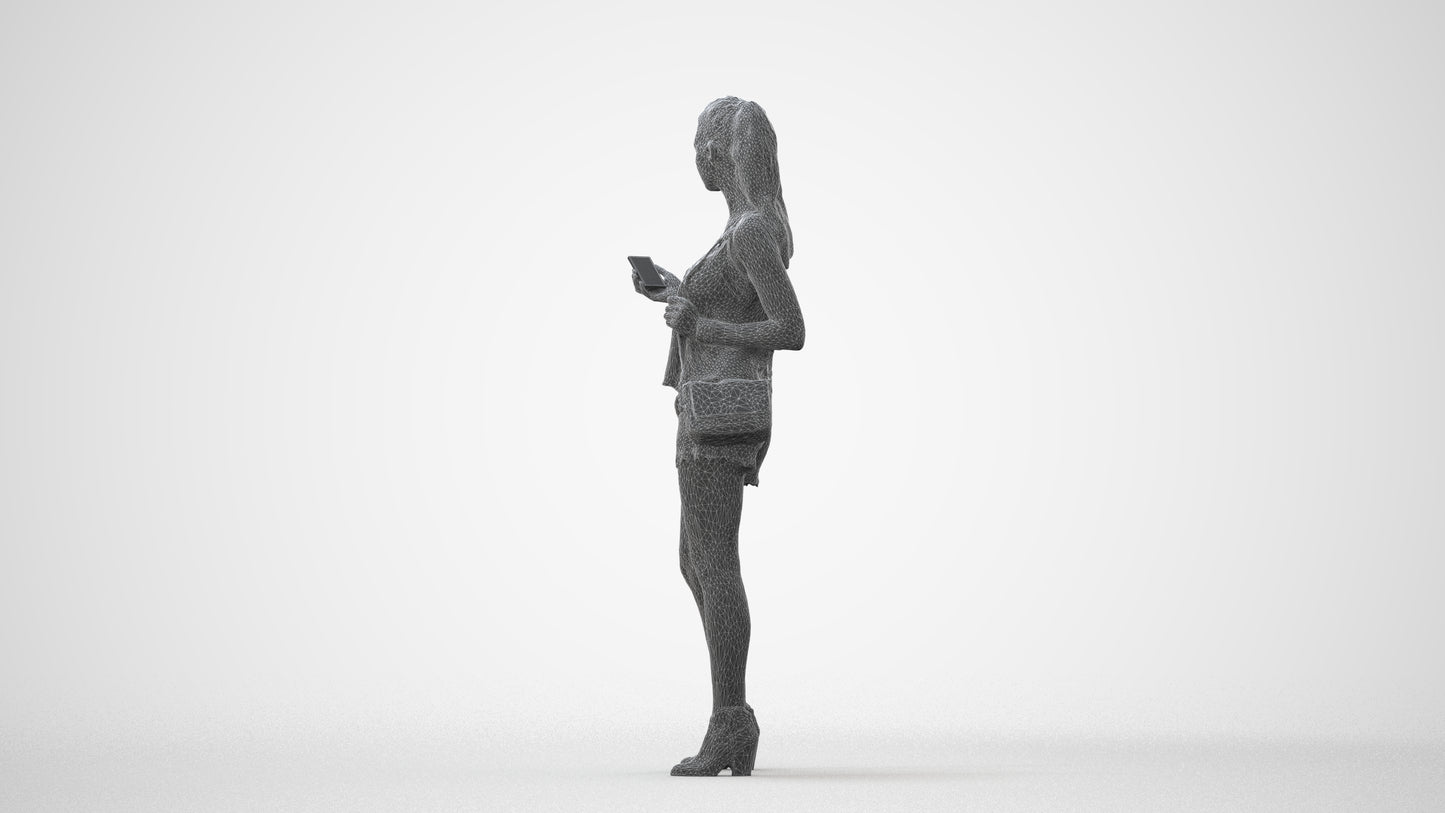 photogrammetry 3D girl casual standing, realistic human model archviz FBX, square thumbnail