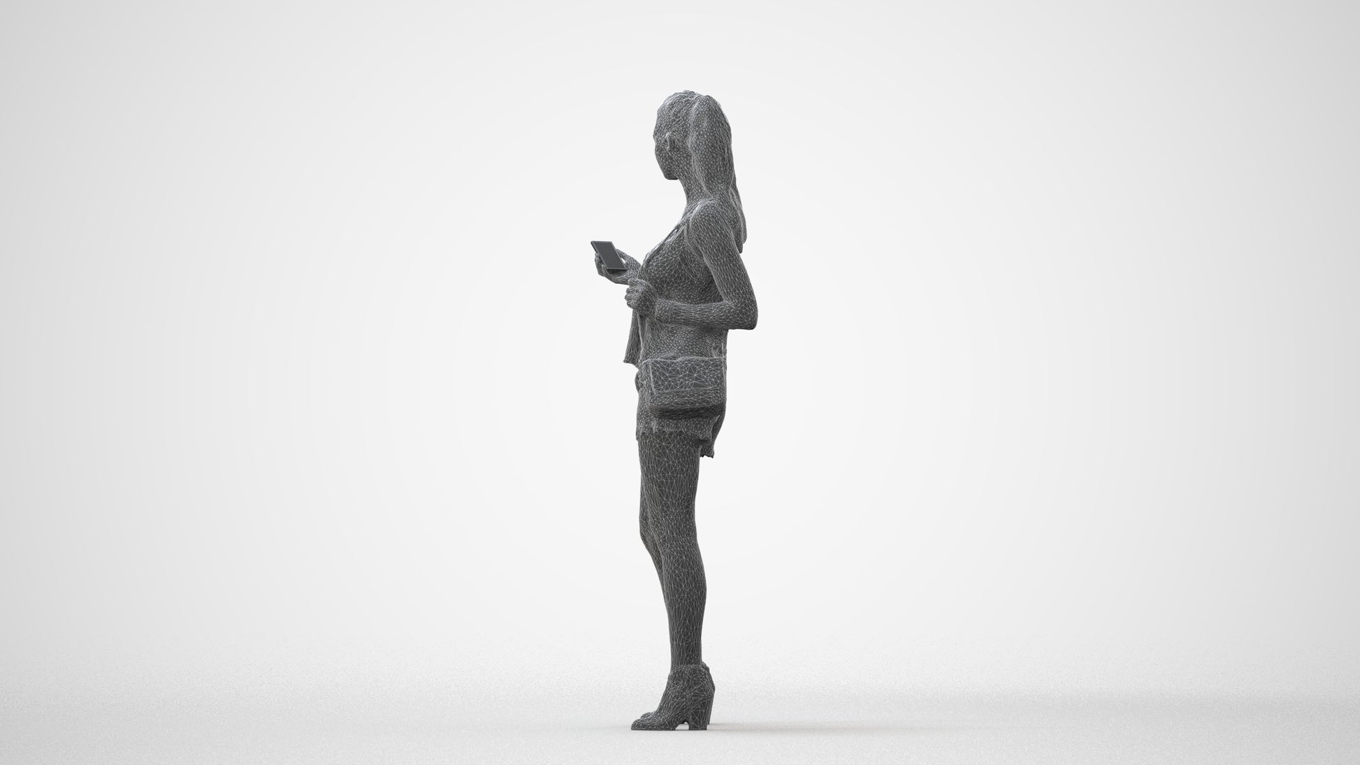 photogrammetry 3D girl casual standing, realistic human model archviz FBX, square thumbnail