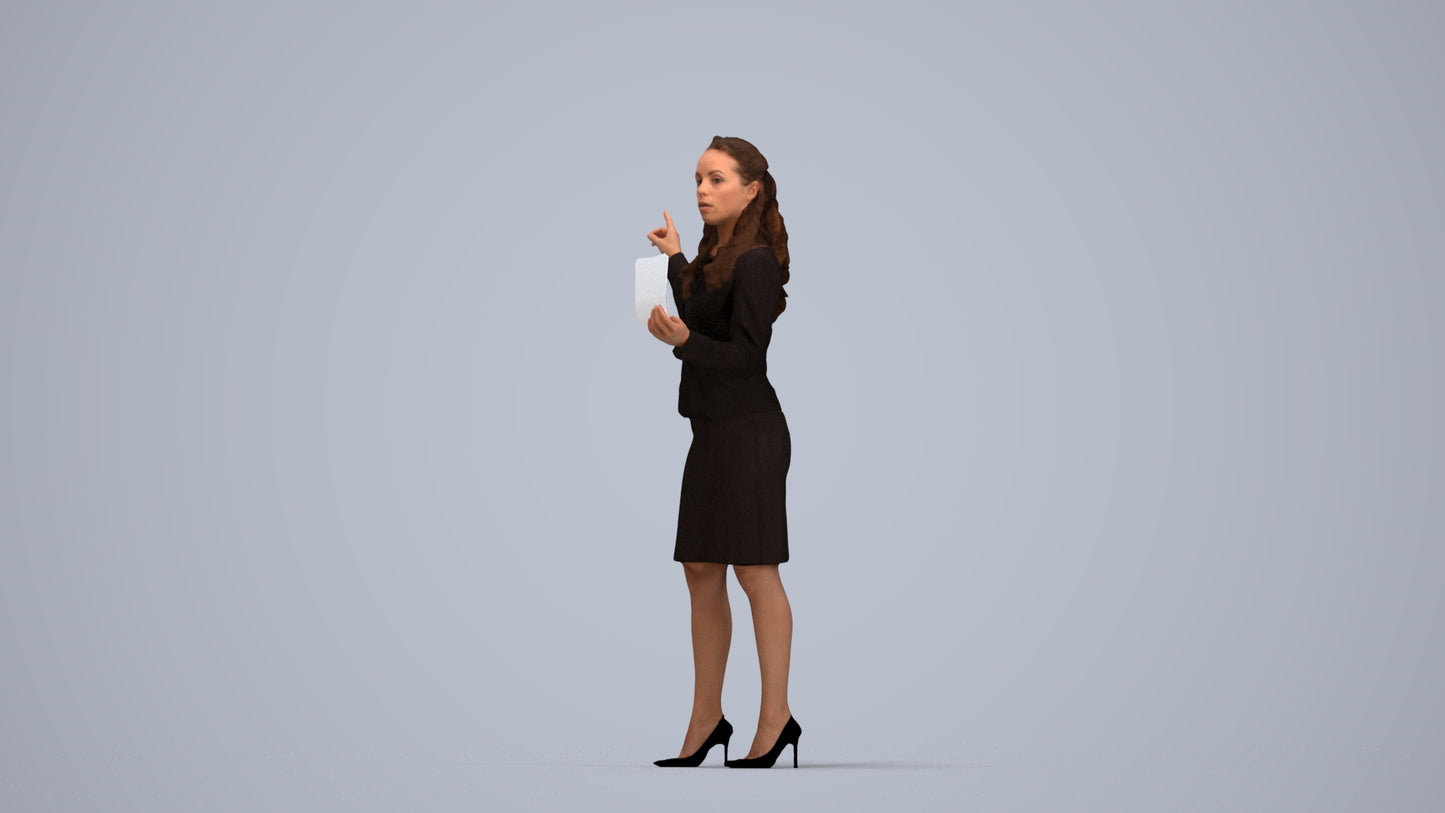 photogrammetry 3D woman business, realistic human model archviz FBX, top-down view render
