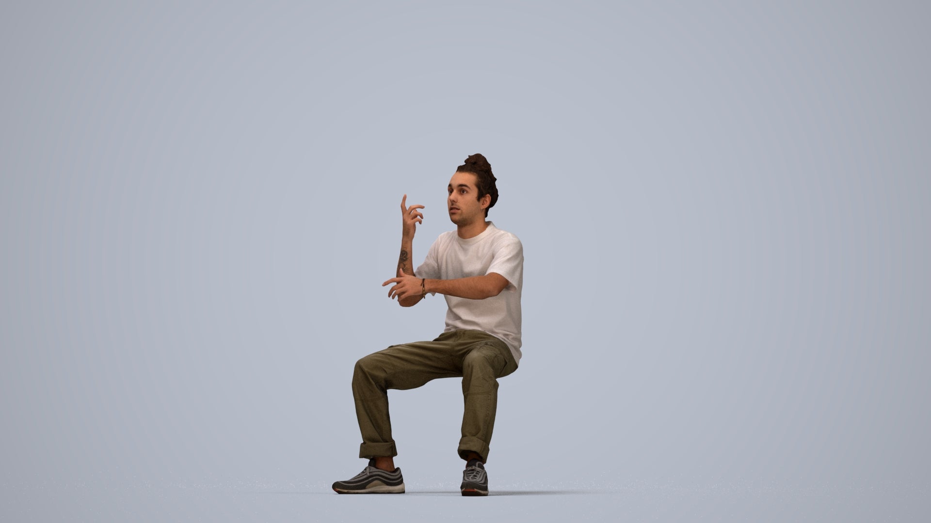 realistic 3D people man casual sitting, render-ready for V-Ray and Corona, FBX OBJ, top-down view render
