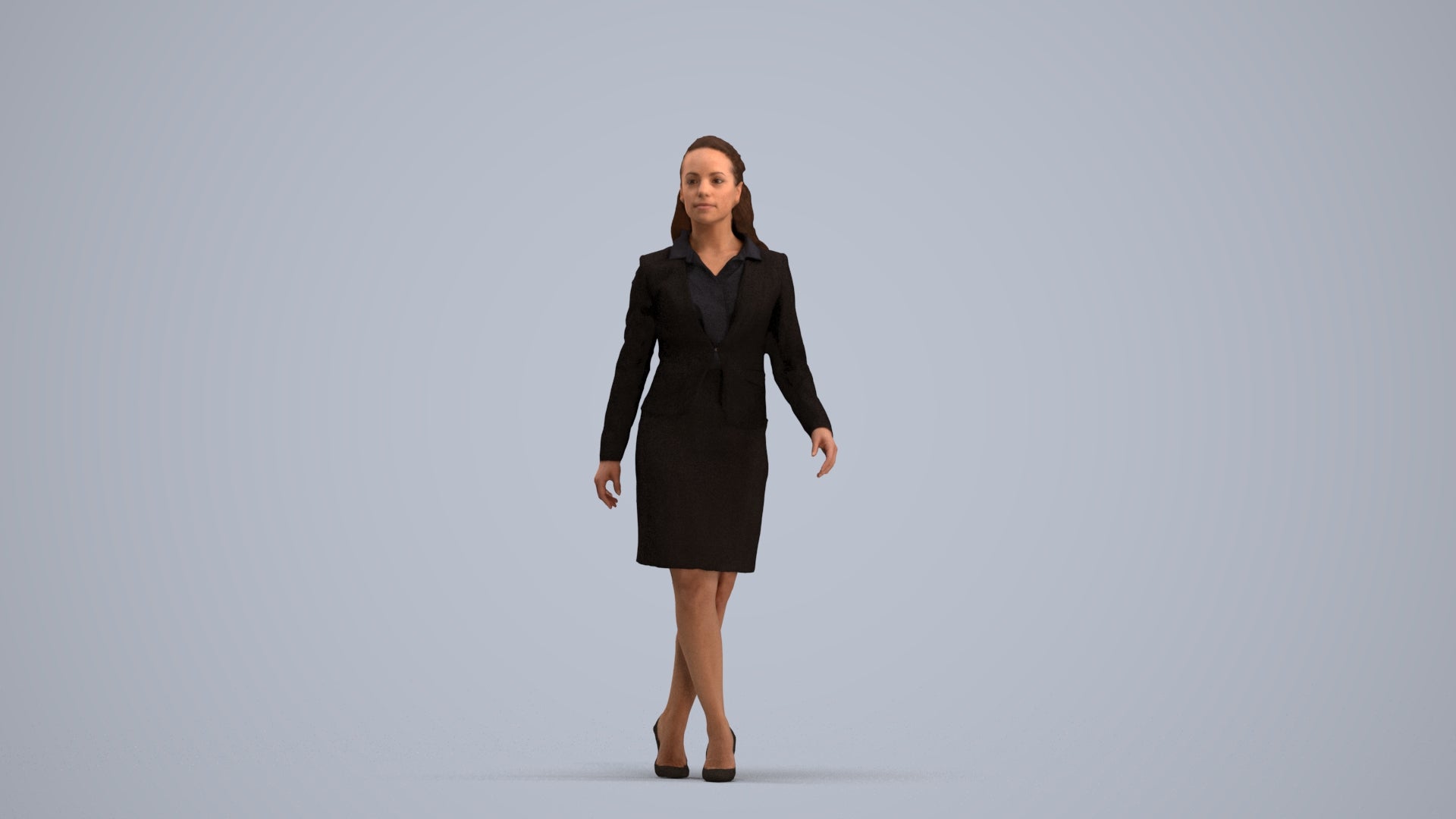 realistic 3D human woman business, archviz people FBX OBJ for Blender, standing pose render