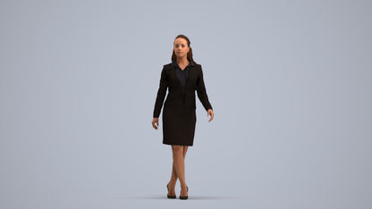 realistic 3D human woman business, archviz people FBX OBJ for Blender, standing pose render