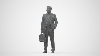 realistic 3D man business, scanned archviz people for Blender and 3ds Max, wireframe back view
