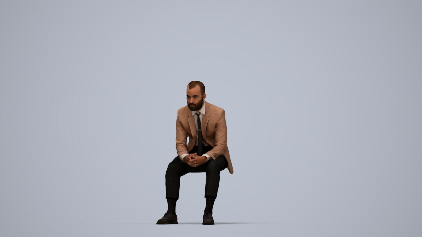 realistic 3D people man business, render-ready for V-Ray and Corona, FBX OBJ, top-down view render