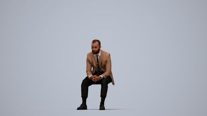 realistic 3D people man business, render-ready for V-Ray and Corona, FBX OBJ, top-down view render