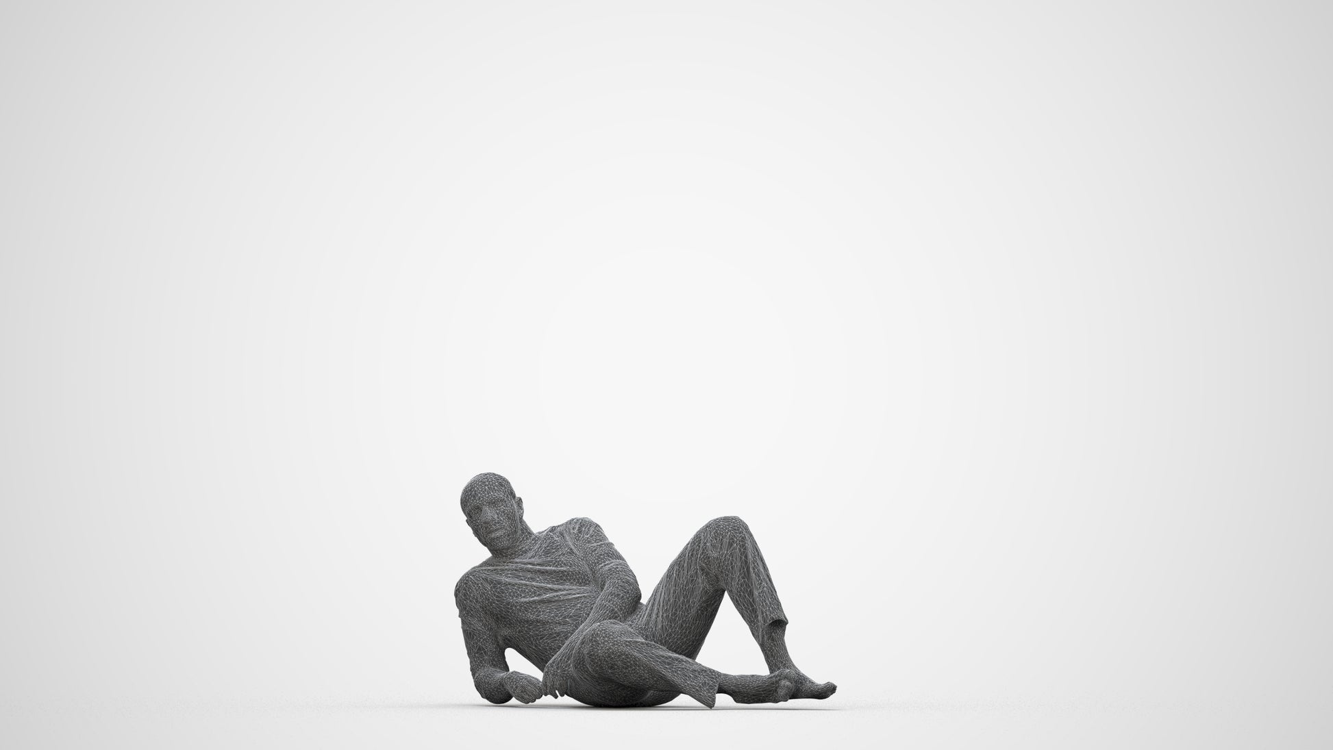 realistic 3D human man bathroom, archviz people FBX OBJ for Blender, wireframe back view