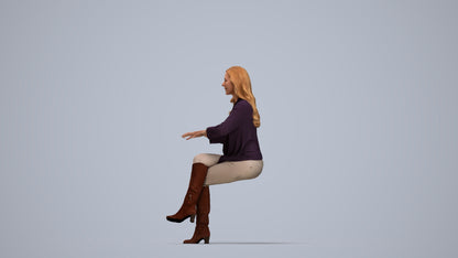 realistic 3D people woman business sitting, render-ready for V-Ray and Corona, FBX OBJ, top-down view render