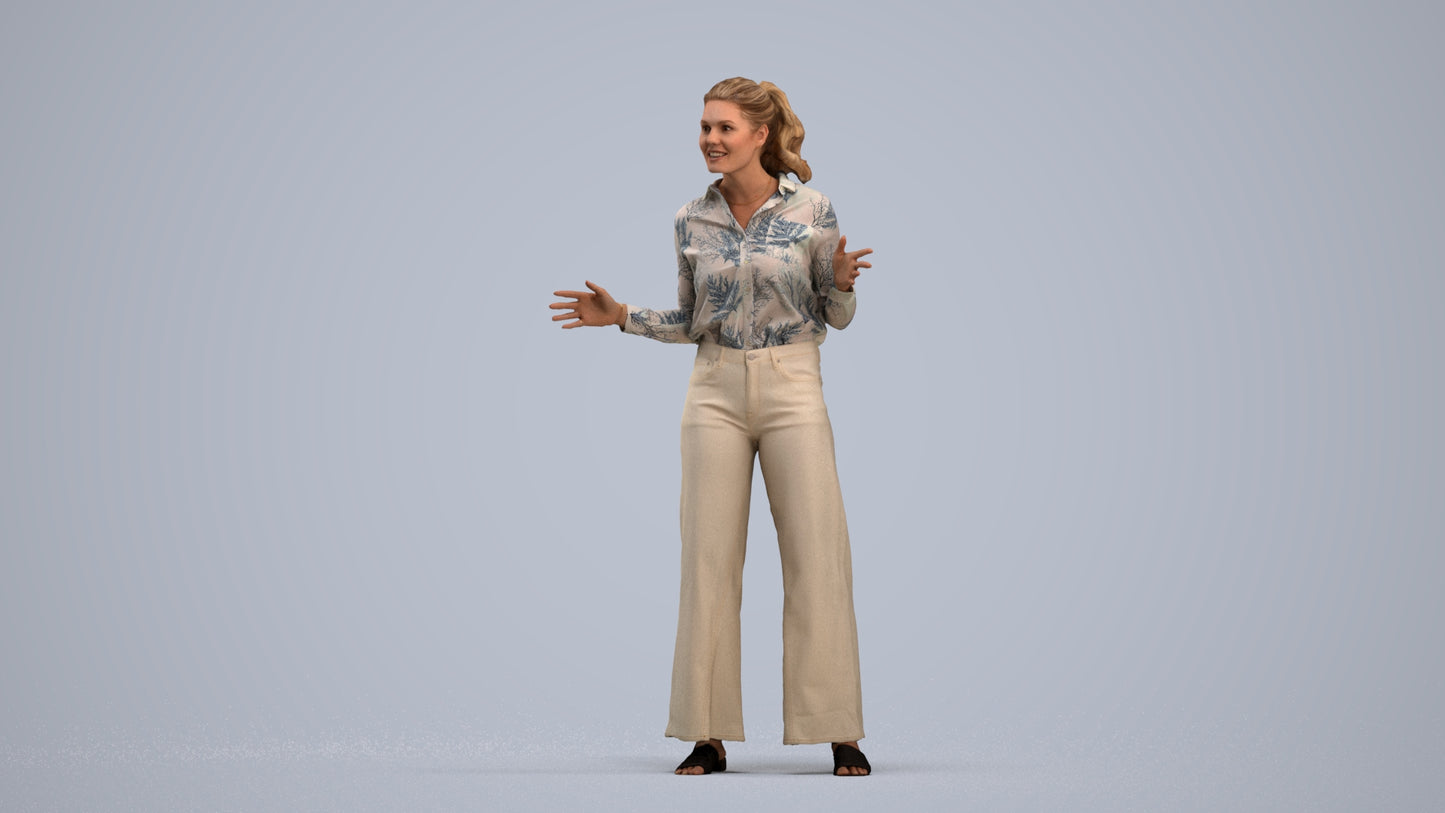scanned 3D woman casual standing, photogrammetry people for Enscape and V-Ray, standing pose render