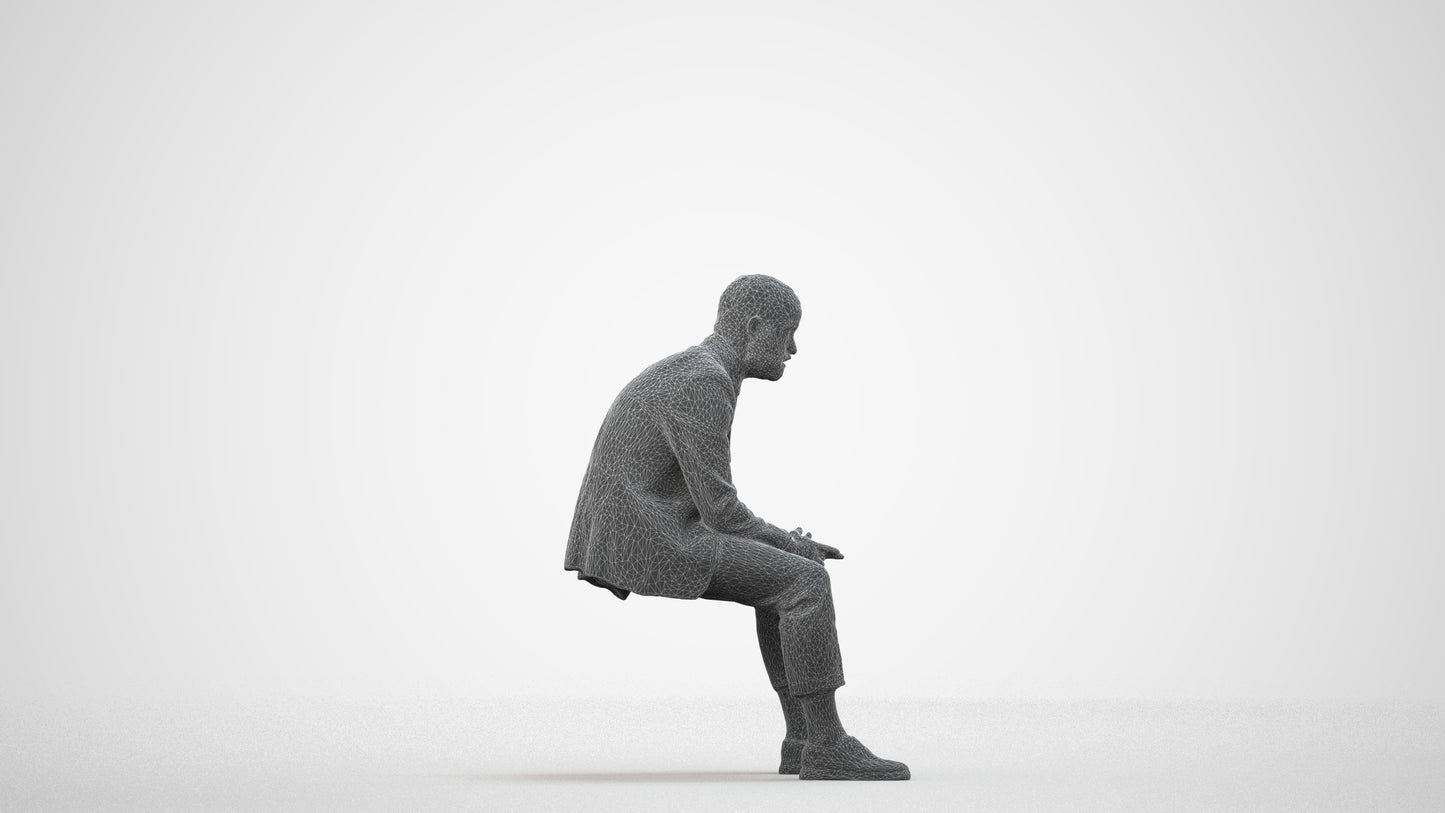 realistic 3D people man business, render-ready for V-Ray and Corona, FBX OBJ, wireframe side view