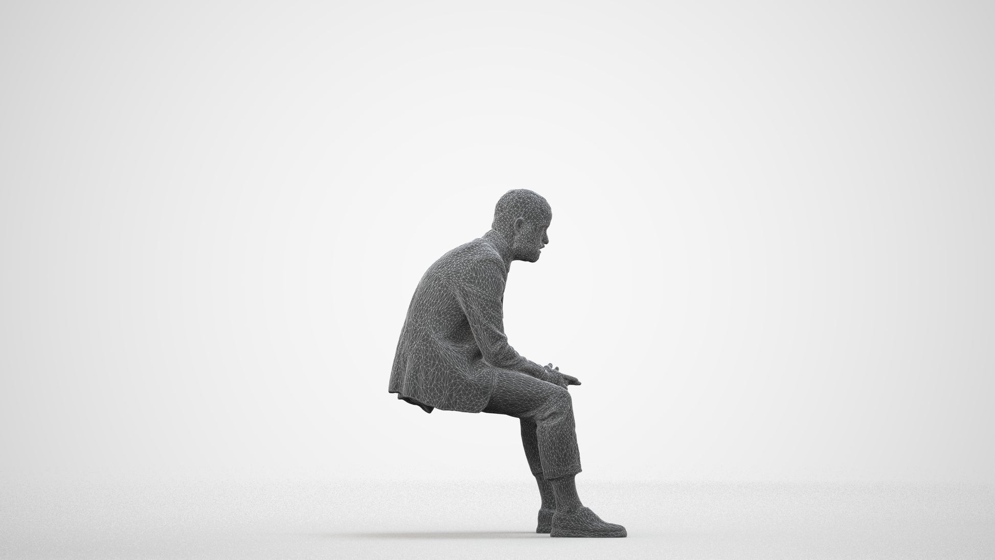 realistic 3D people man business, render-ready for V-Ray and Corona, FBX OBJ, wireframe side view