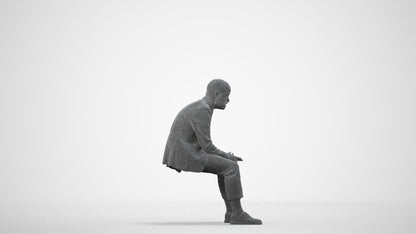 realistic 3D people man business, render-ready for V-Ray and Corona, FBX OBJ, wireframe side view