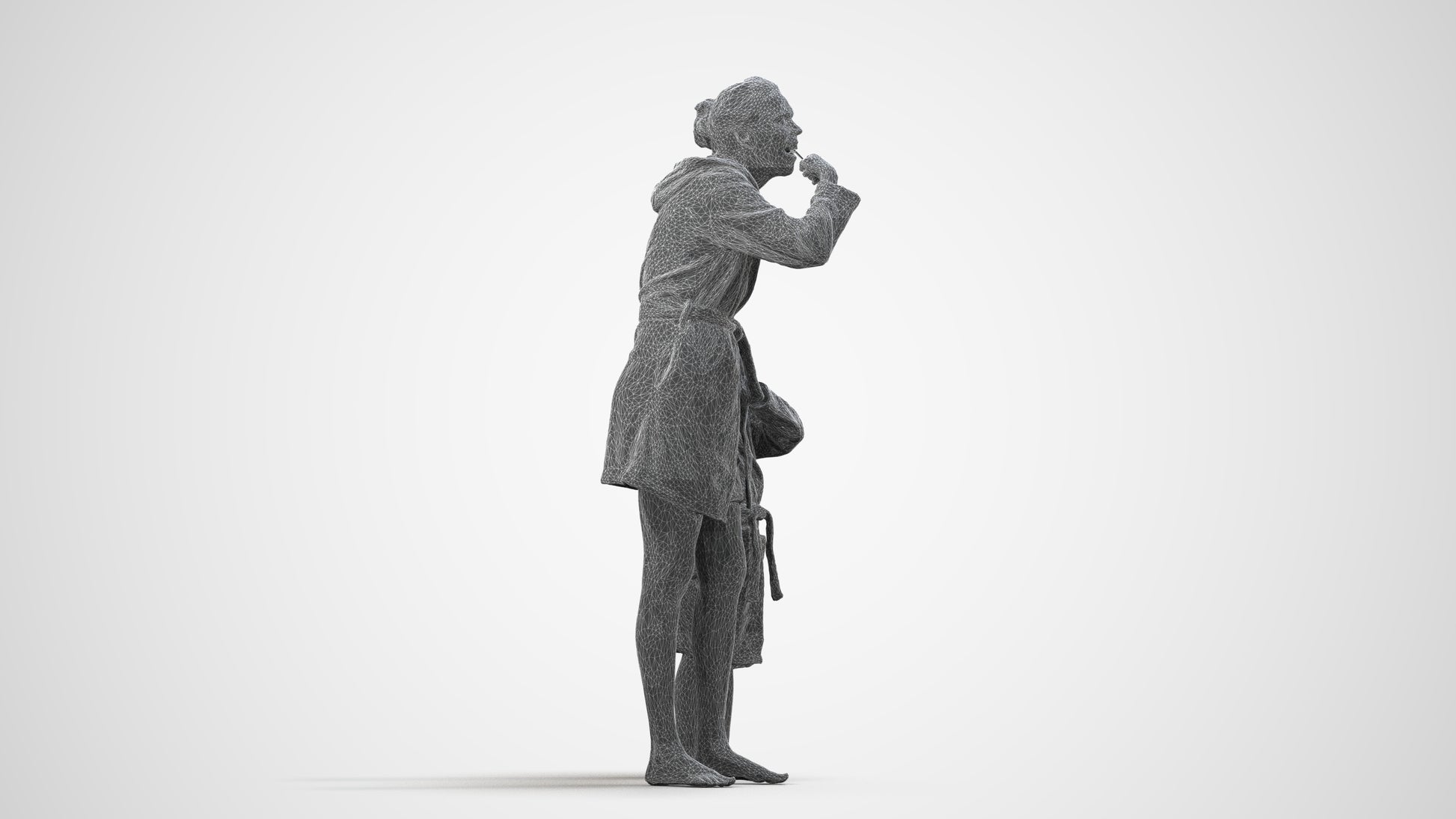 realistic 3D girl kids, scanned archviz people for Blender and 3ds Max, wireframe side view
