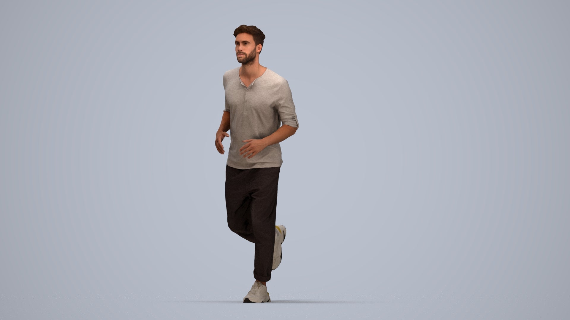 scanned 3D man casual sport, photogrammetry people for Enscape and V-Ray, top-down view render