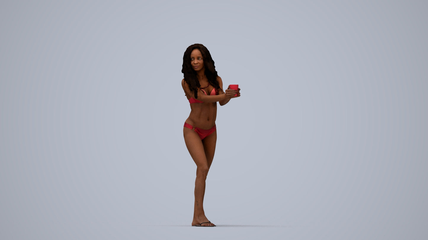 realistic 3D people woman pool, render-ready for V-Ray and Corona, FBX OBJ, top-down view render