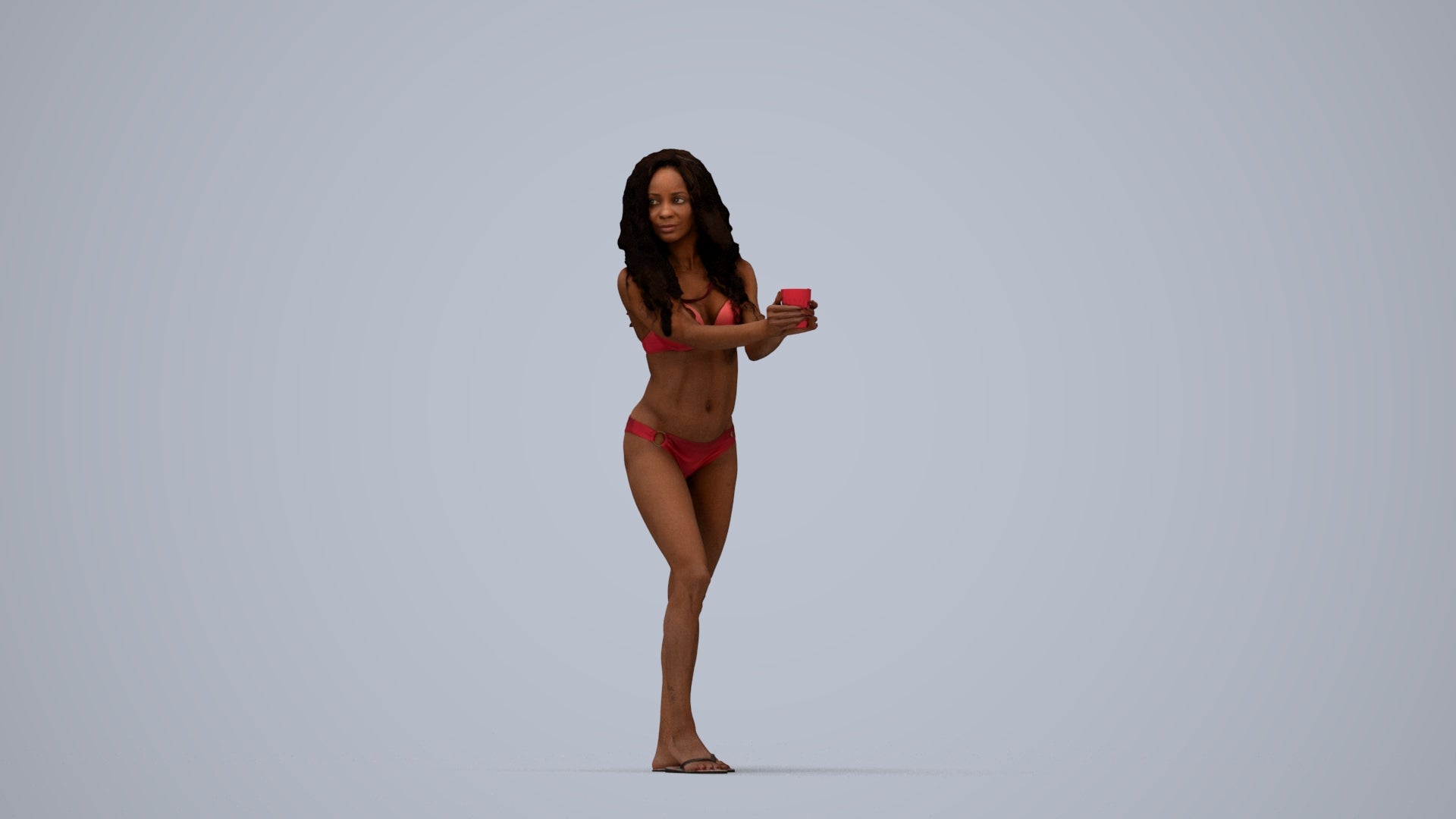 realistic 3D people woman pool, render-ready for V-Ray and Corona, FBX OBJ, top-down view render