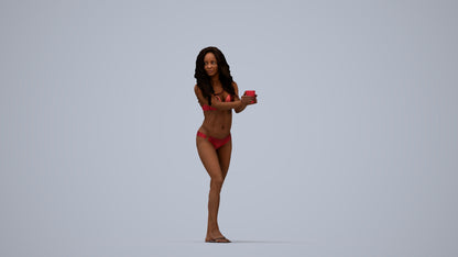 realistic 3D people woman pool, render-ready for V-Ray and Corona, FBX OBJ, top-down view render