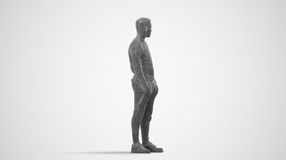 3D scanned boy kids casual, photorealistic archviz people for Enscape and SketchUp, wireframe side view
