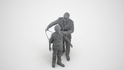 3D people model girl kids, scanned human for 3ds Max rendering, wireframe three-quarter view