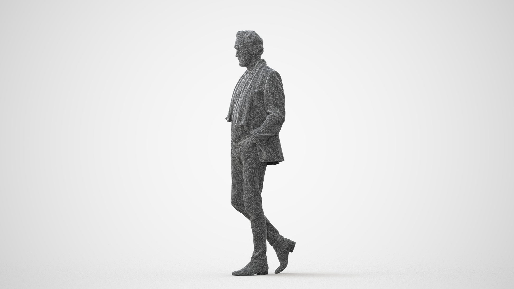 realistic 3D man business standing, scanned archviz people for Blender and 3ds Max, square thumbnail