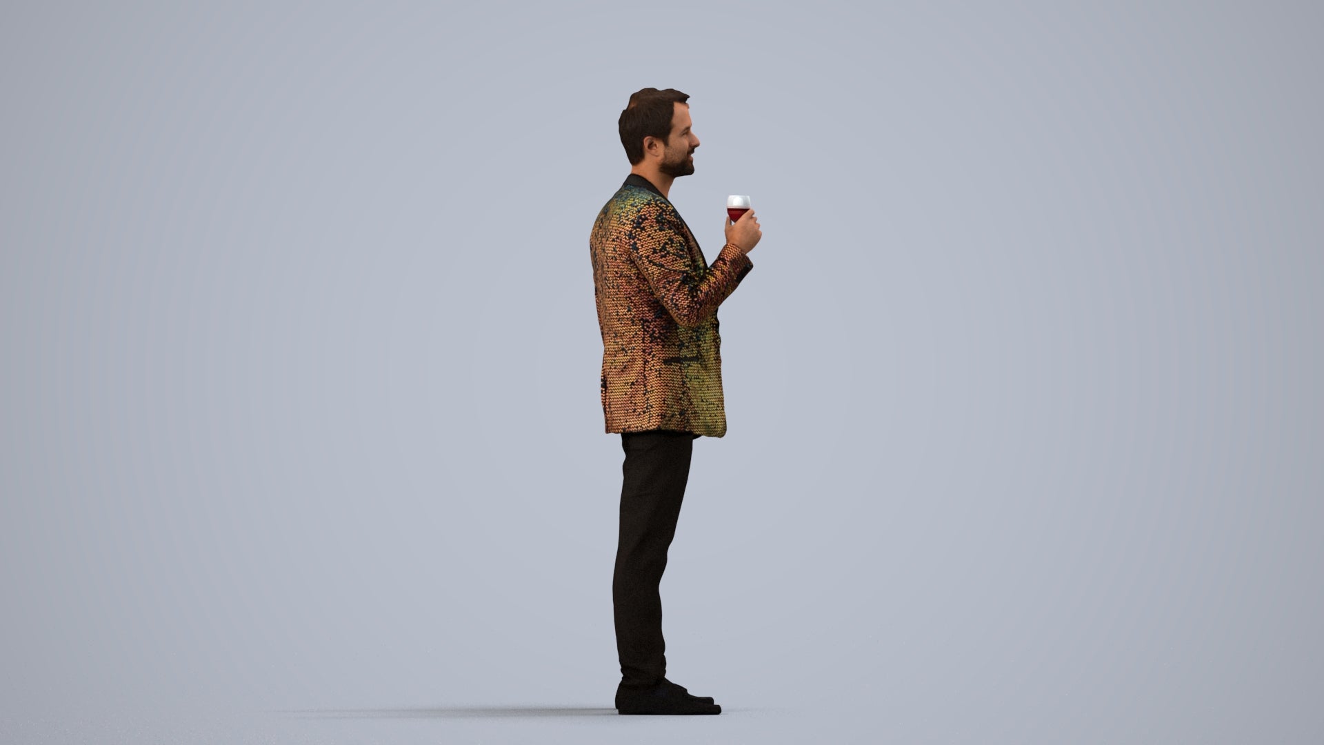 scanned 3D man formal formalaffairs, photogrammetry people for Enscape and V-Ray, side view render