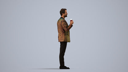 scanned 3D man formal formalaffairs, photogrammetry people for Enscape and V-Ray, side view render