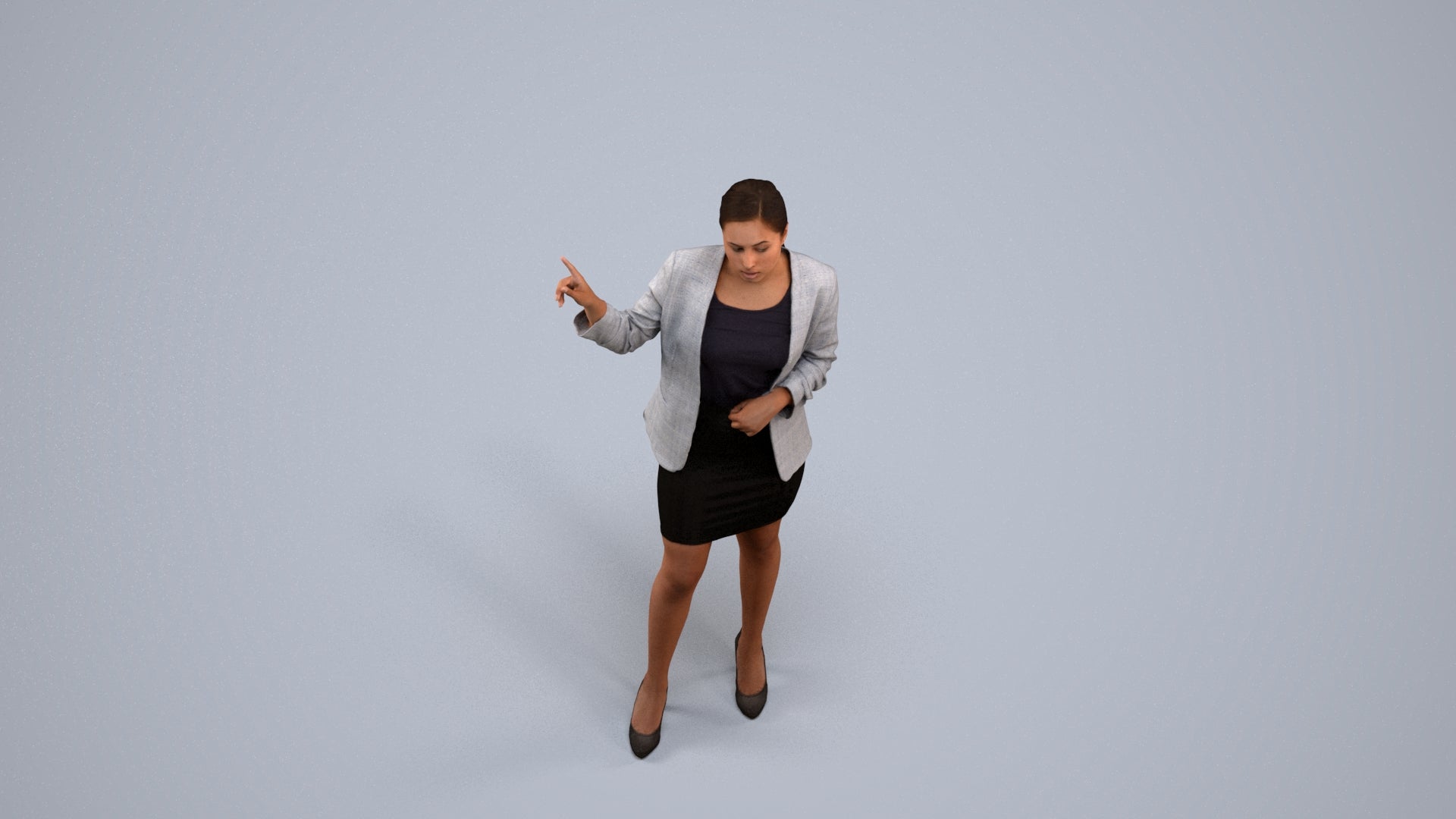 realistic 3D woman business, scanned archviz people for Blender and 3ds Max, back view render