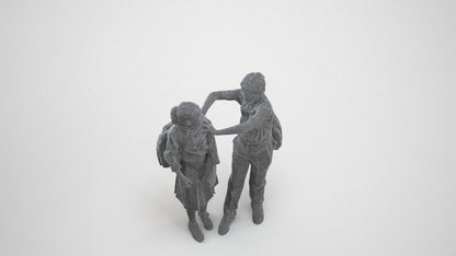 3D human model girl kids, photogrammetry scanned person for archviz, wireframe three-quarter view