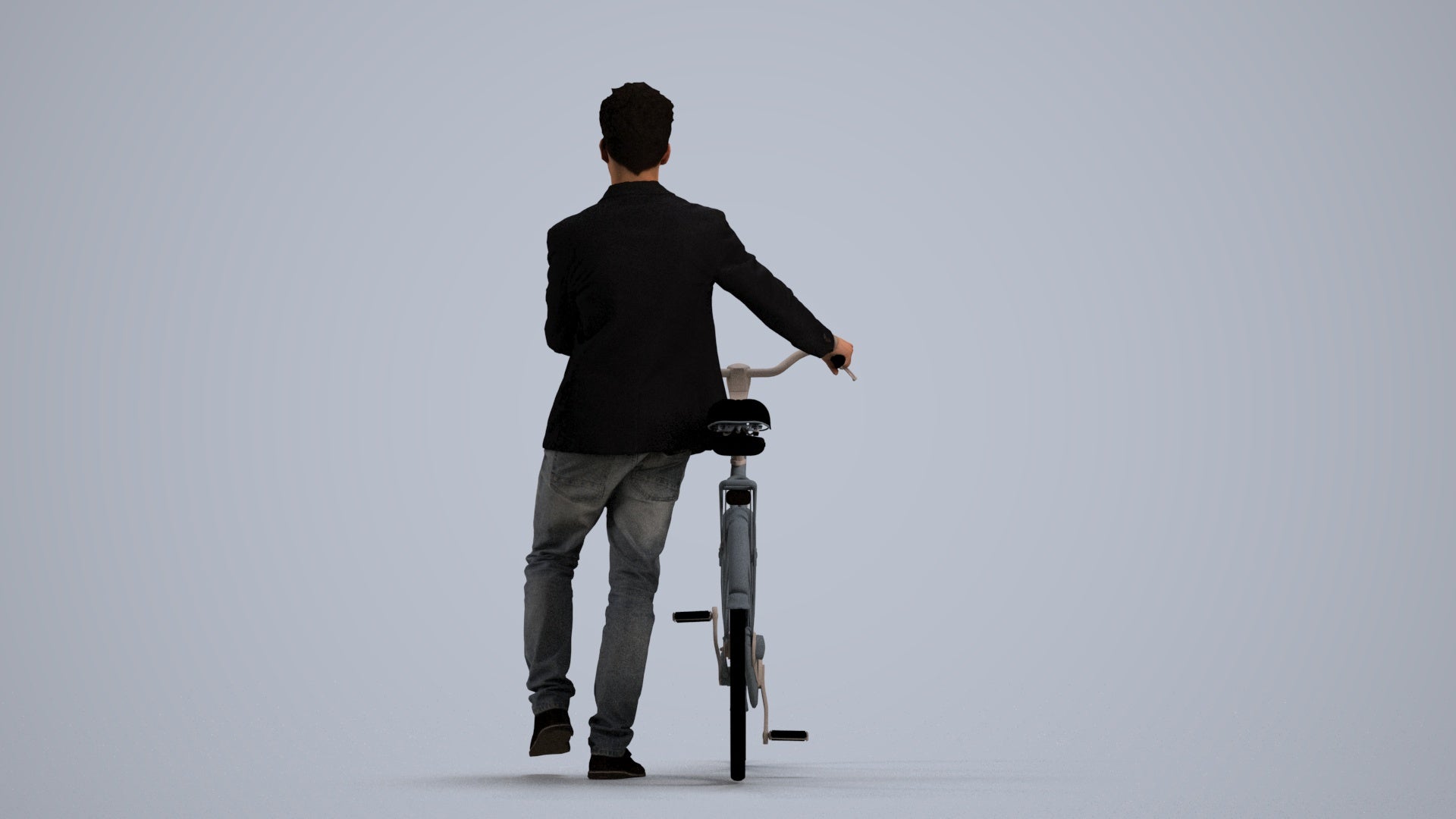 realistic 3D people man casual cycling, render-ready for V-Ray and Corona, FBX OBJ, front view render