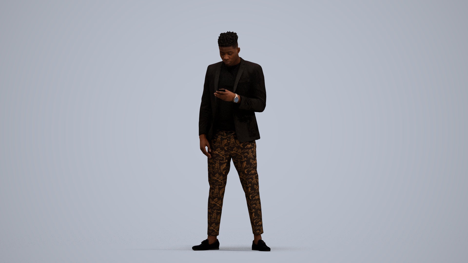 3D people model man casual standing, scanned human for 3ds Max rendering, standing pose render
