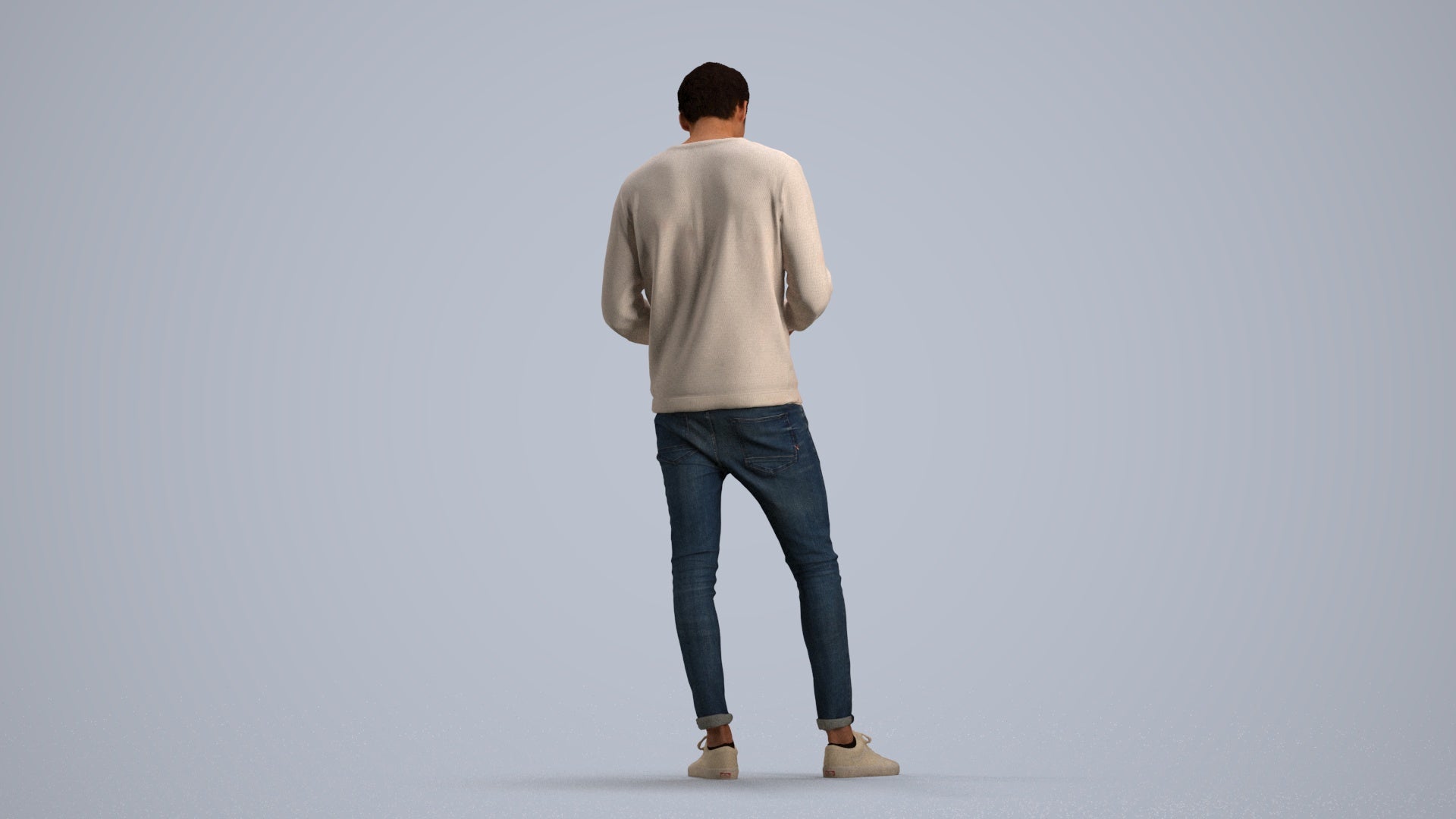 3D people model man casual standing, scanned human for 3ds Max rendering, front view render