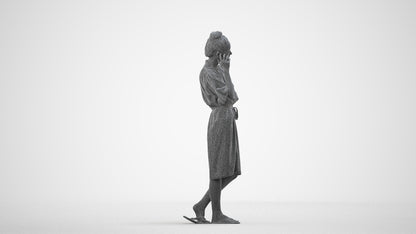 realistic 3D human woman pool, archviz people FBX OBJ for Blender, wireframe side view