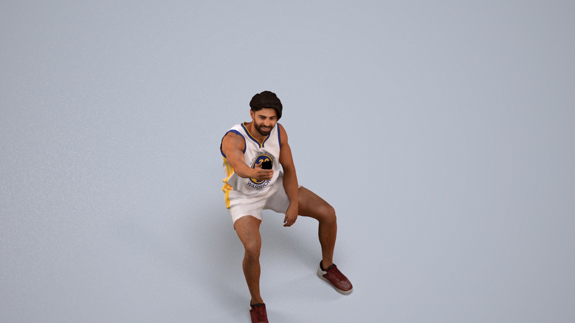 3D people model man sport, scanned human for 3ds Max rendering, back view render