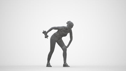 3D people model woman sport, scanned human for 3ds Max rendering, wireframe back view