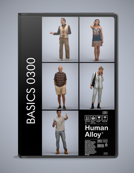 photogrammetry 3D people standing collection, 5 realistic human models archviz FBX