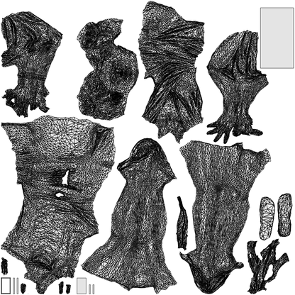 3D human model woman casual sitting, photogrammetry scanned person for archviz, wireframe top-down view