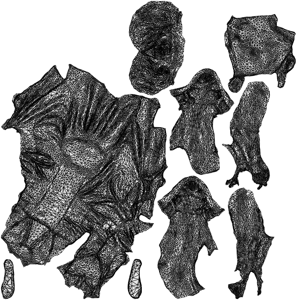 3D people model senior woman sitting, scanned human for 3ds Max rendering, wireframe top-down view