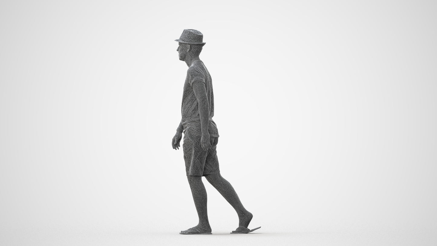 3D people model man casual walking, scanned human for 3ds Max rendering, square thumbnail
