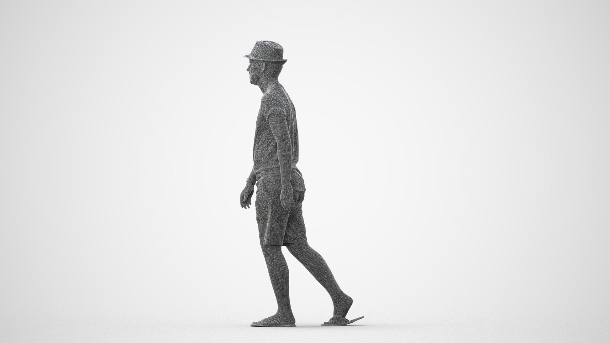 3D people model man casual walking, scanned human for 3ds Max rendering, square thumbnail