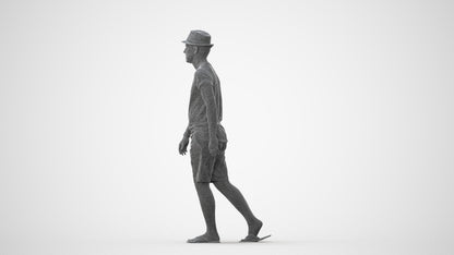 3D people model man casual walking, scanned human for 3ds Max rendering, square thumbnail