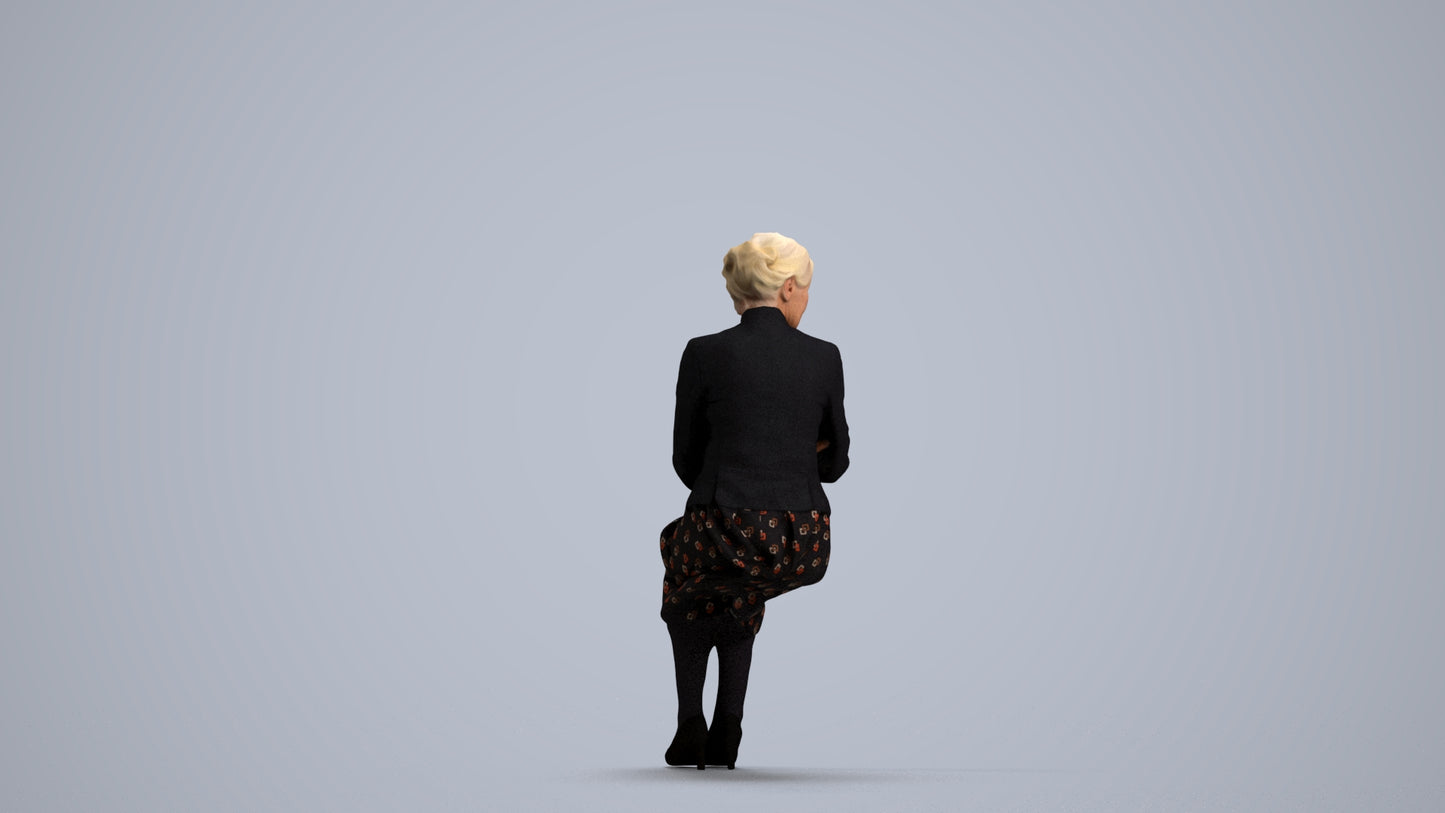 realistic 3D senior woman business, scanned archviz people for Blender and 3ds Max, front view render