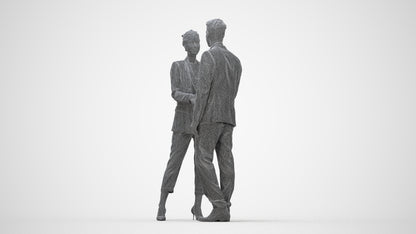 3D people model woman business shopping, scanned human for 3ds Max rendering, wireframe back view