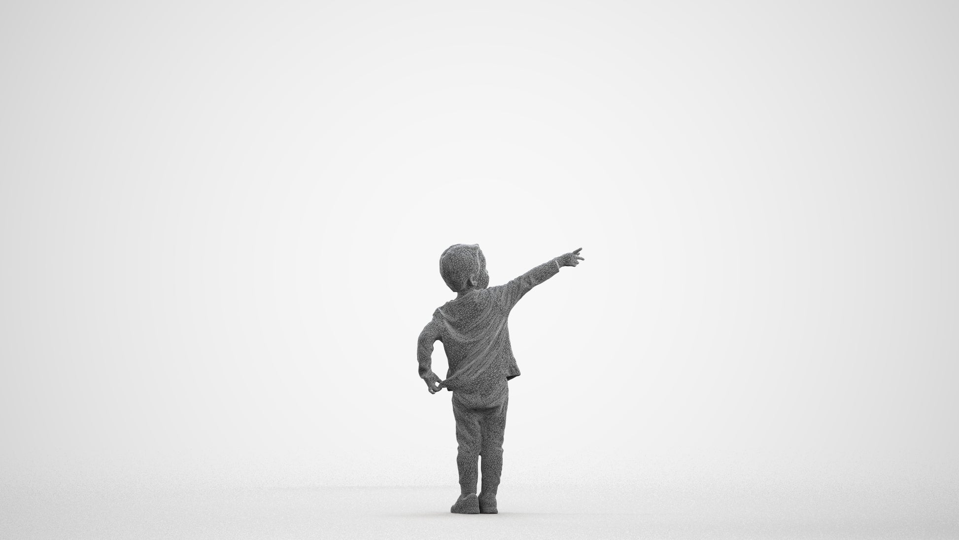 realistic 3D people boy casual kids, render-ready for V-Ray and Corona, FBX OBJ, wireframe front view