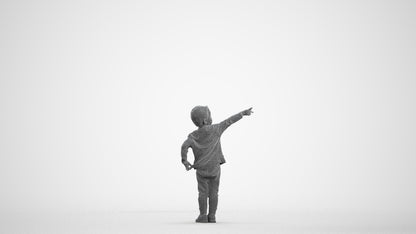 realistic 3D people boy casual kids, render-ready for V-Ray and Corona, FBX OBJ, wireframe front view