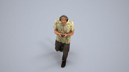 photogrammetry 3D man casual walking, realistic human model archviz FBX, back view render