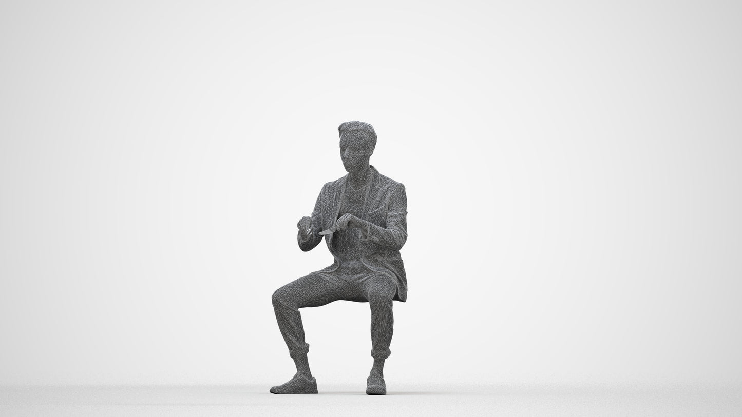 photogrammetry 3D man business, realistic human model archviz FBX, wireframe back view