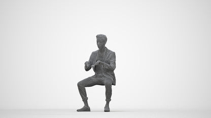 photogrammetry 3D man business, realistic human model archviz FBX, wireframe back view
