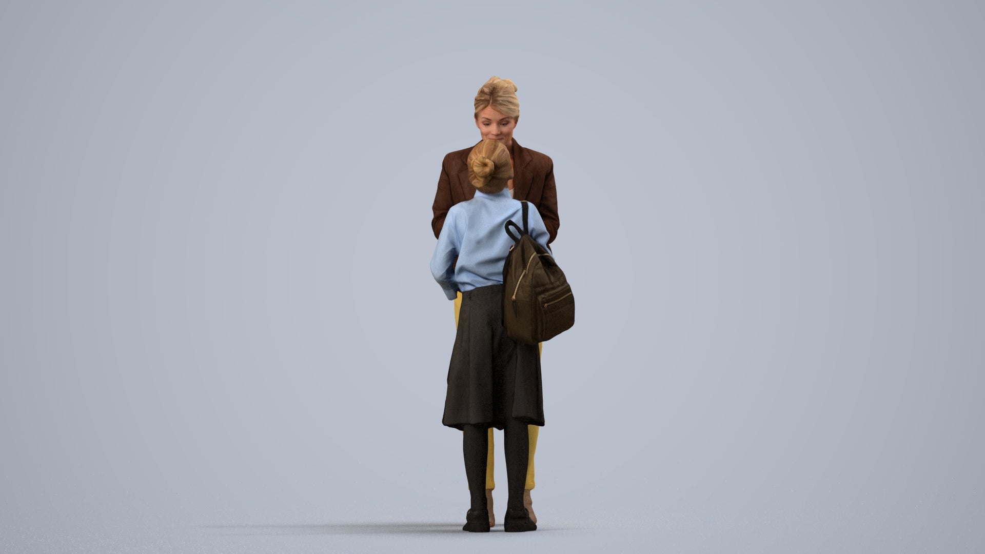 3D scanned girl kids casual, photorealistic archviz people for Enscape and SketchUp, side view render