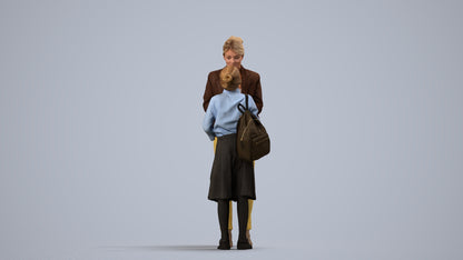 3D scanned girl kids casual, photorealistic archviz people for Enscape and SketchUp, side view render
