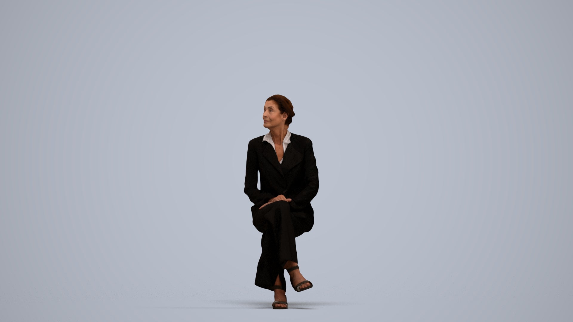 scanned 3D senior woman business, photogrammetry people for Enscape and V-Ray, standing pose render